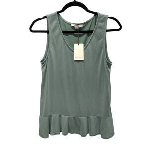 Green Envelope Green Ruffle Tank Sleeveless Top XS NWT